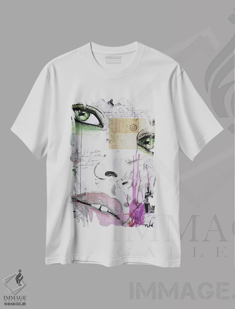 تیشرت سفید طرح دار ریتم رؤیاها، هنر فاخر معاصر اثر لوی جوور | immage.ir