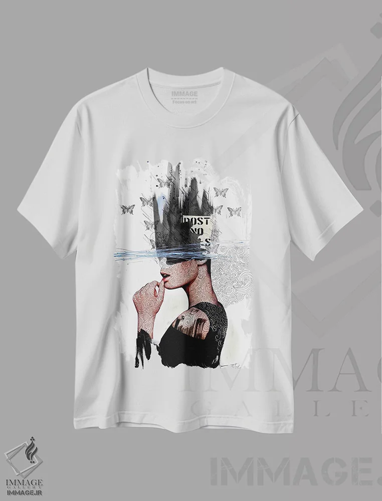 تیشرت سفید طرح دار هزارتو، هنر فاخر معاصر اثر لوی جوور | فروشگاه ایماژ