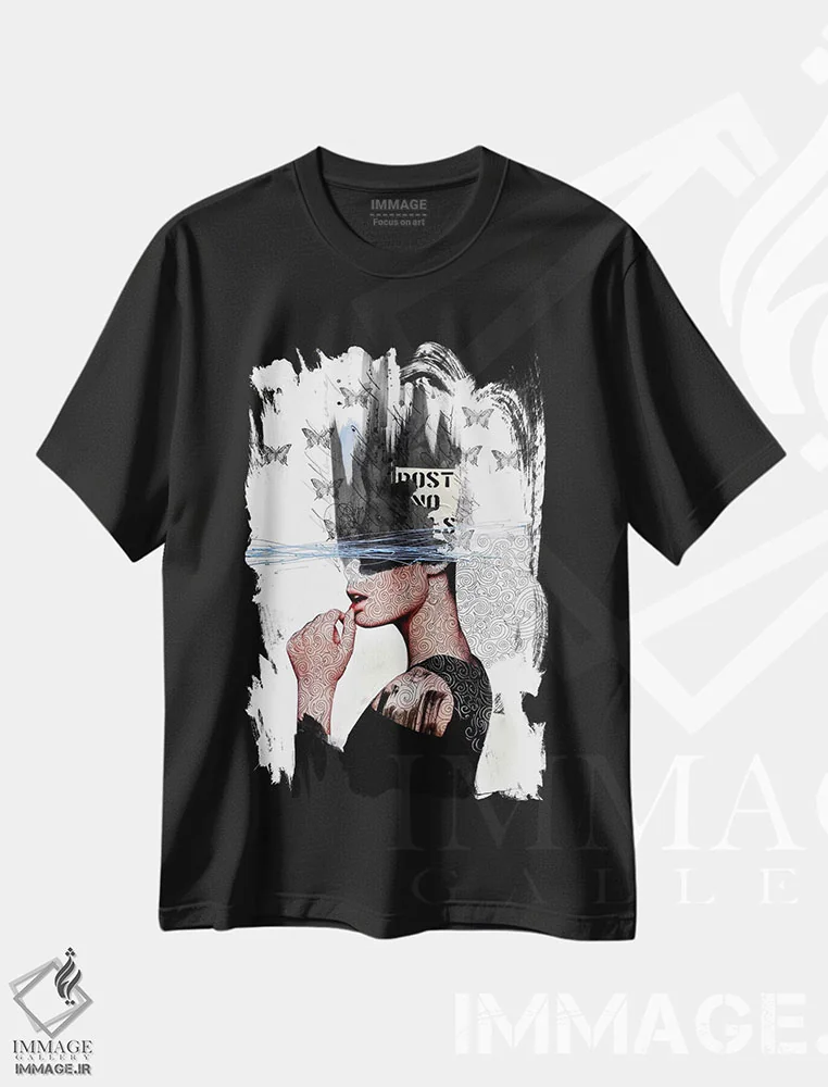 تیشرت مشکی طرح دار هزارتو، هنر فاخر معاصر اثر لوی جوور | immage.ir