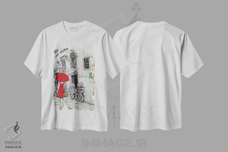 تیشرت سفید طرح دار رستوران ایتالیایی، هنر فاخر معاصر اثر لوی جوور | immage.ir
