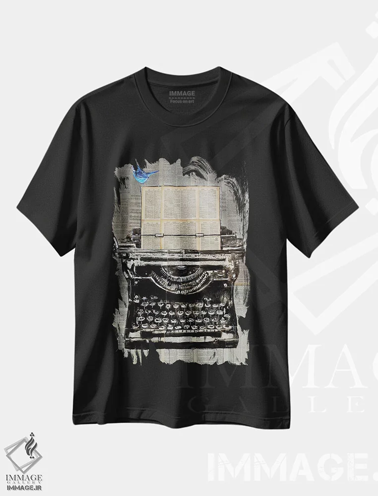 تیشرت مشکی طرح دار نویسنده، دکوراسیون جایگزین اثر لوی جوور | فروشگاه ایماژ