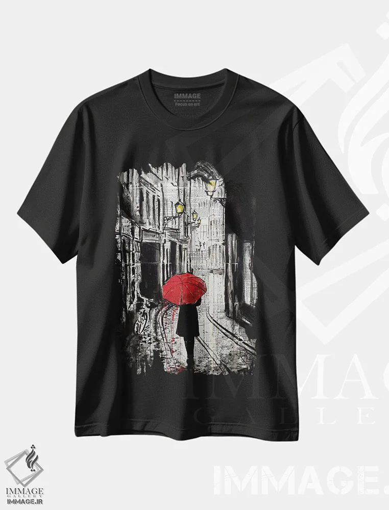 تیشرت مشکی طرح دار پیاده روی دلپذیر، دکور معاصر اثر لوی جوور | فروشگاه ایماژ