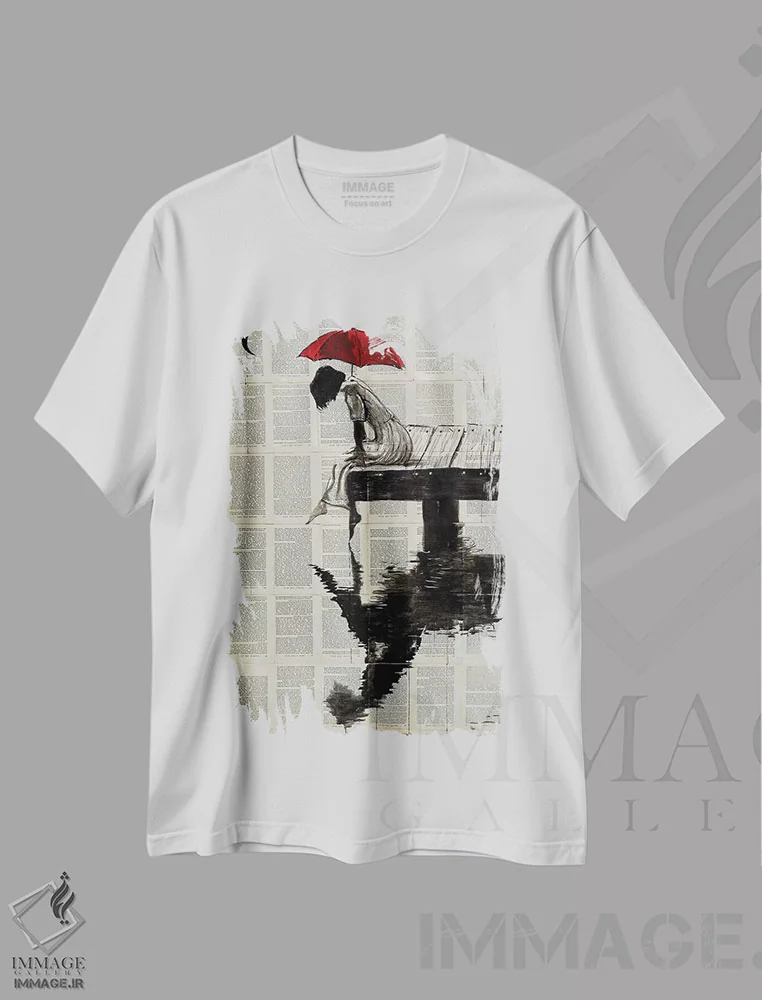 تیشرت سفید طرح دار روزهای آرام، هنر فاخر معاصر اثر لوی جوور | فروشگاه ایماژ