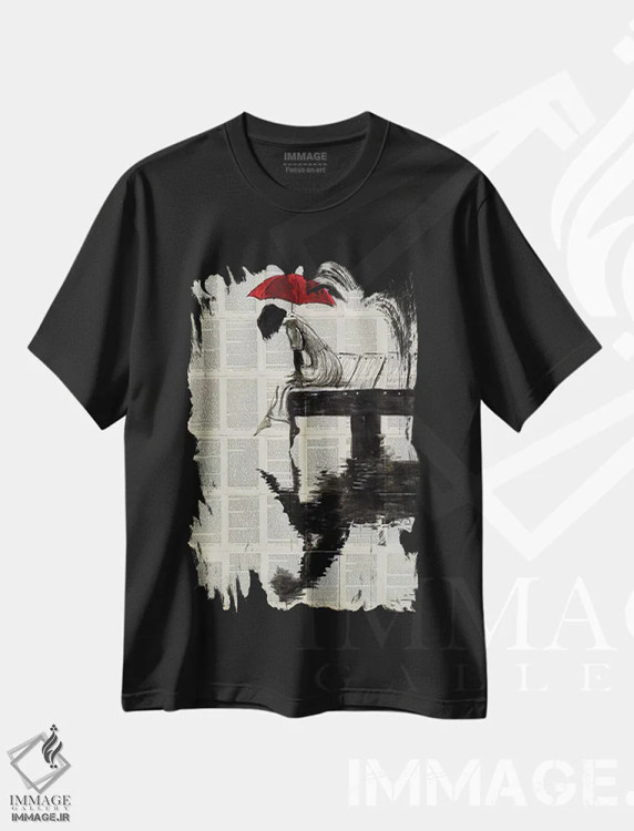تیشرت مشکی طرح دار روزهای آرام، هنر فاخر معاصر اثر لوی جوور | immage.ir