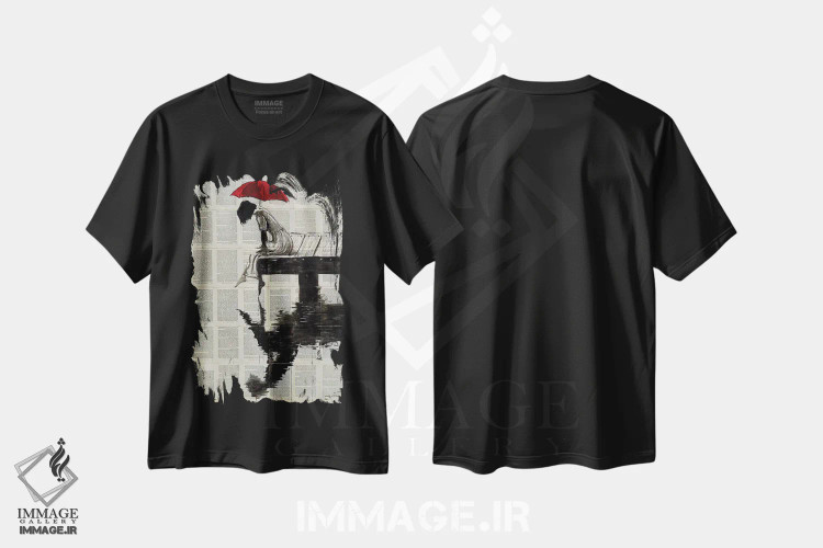 تیشرت مشکی طرح دار روزهای آرام، هنر فاخر معاصر اثر لوی جوور | immage.ir