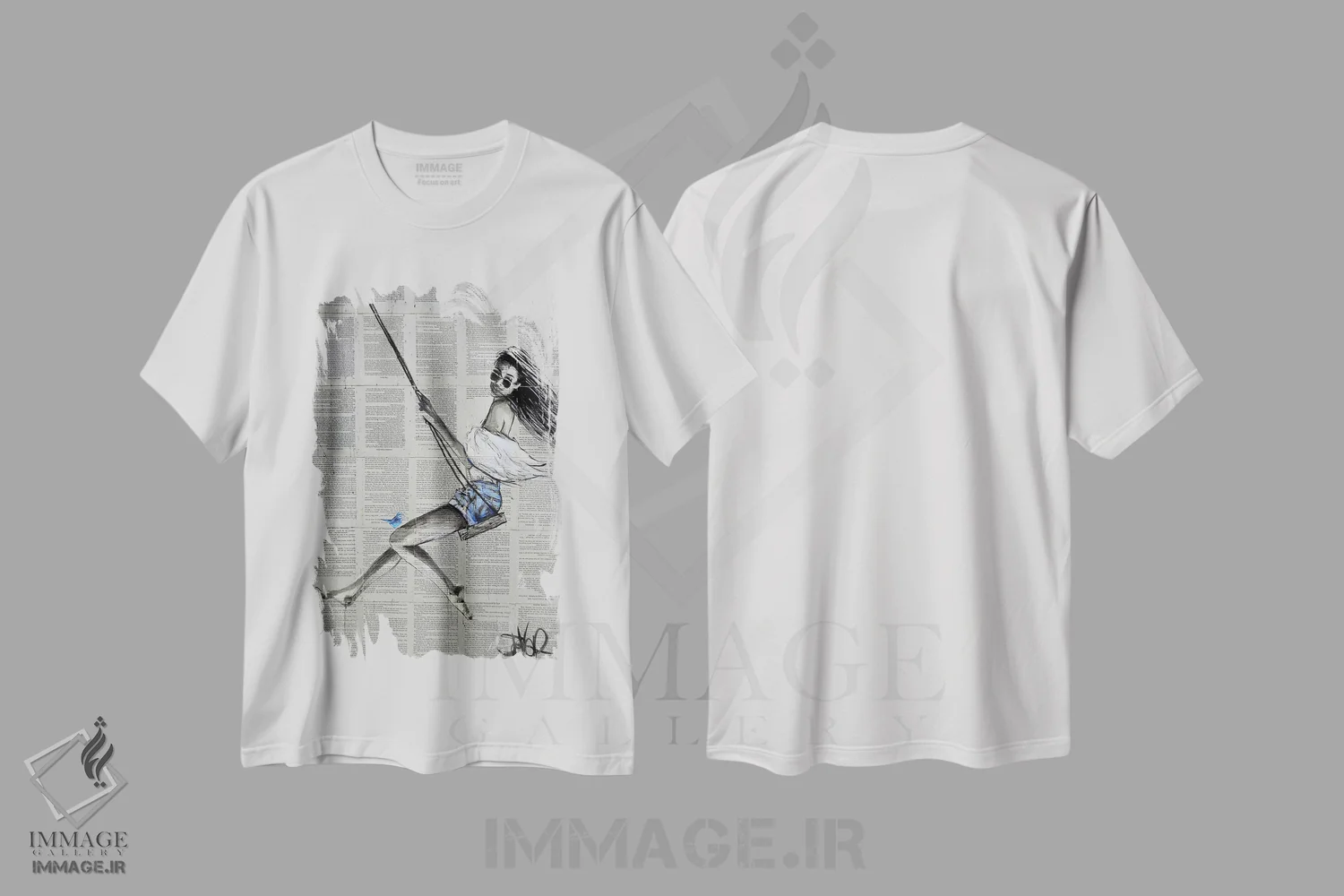 تیشرت سفید طرح دار تاب بهاری، هنر فاخر معاصر اثر لوی جوور | immage.ir