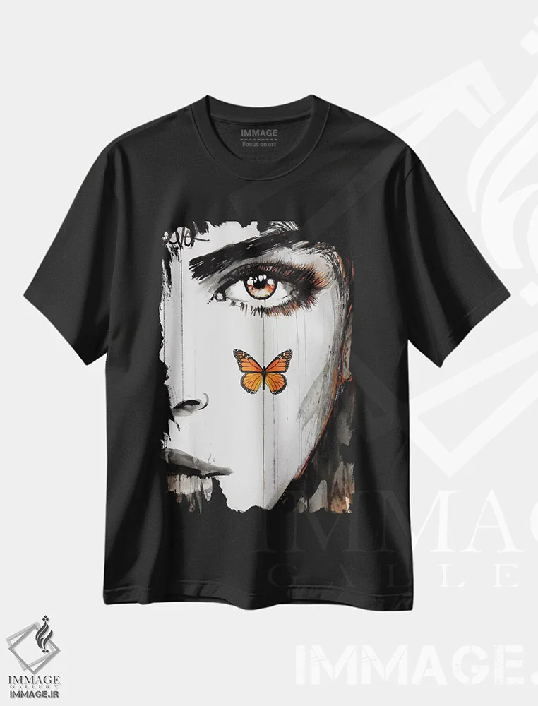 تیشرت مشکی طرح دار رویای نارنگی، هنر فاخر معاصر اثر لوی جوور | فروشگاه ایماژ