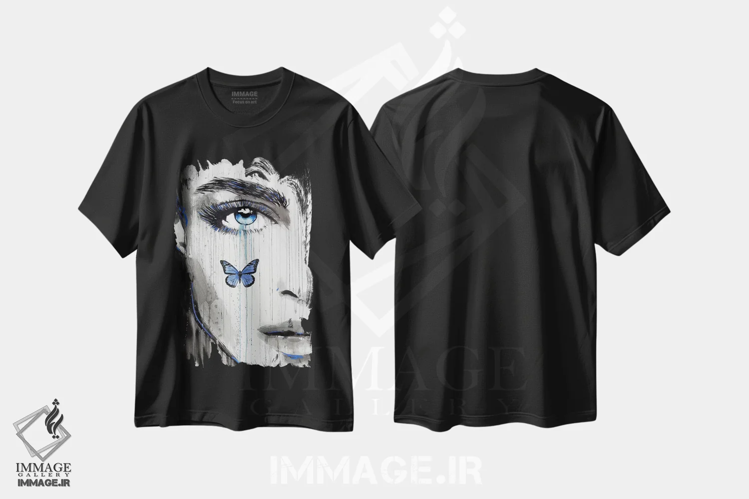تیشرت مشکی طرح دار کارمای آبی، هنر فاخر معاصر اثر لوی جوور | فروشگاه ایماژ