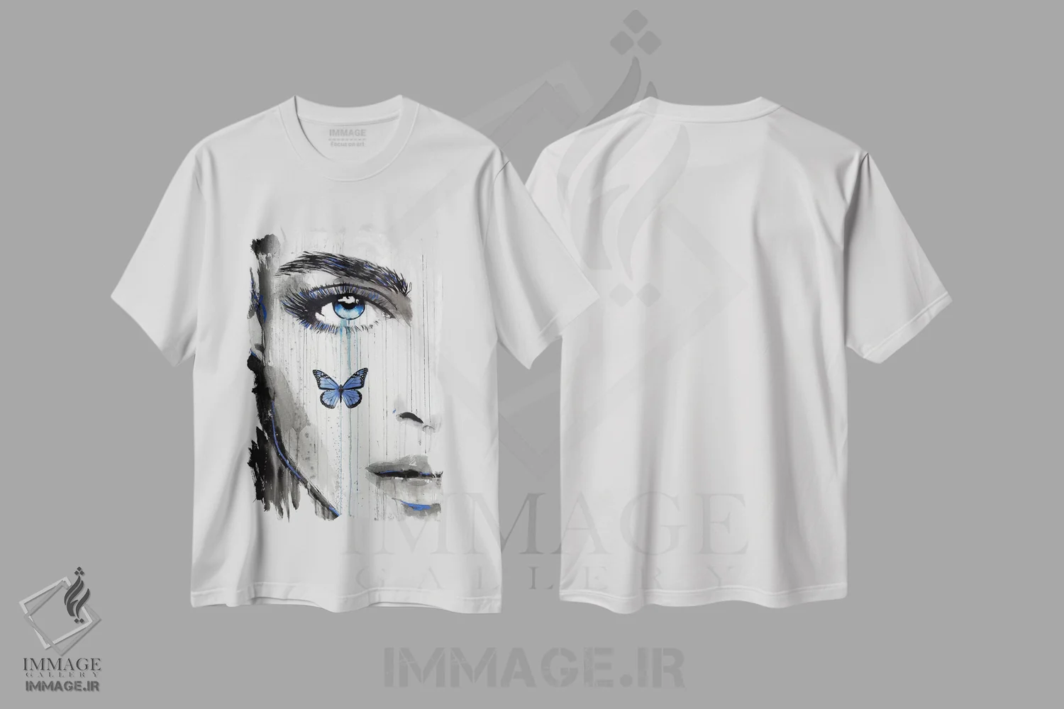 تیشرت سفید طرح دار کارمای آبی، هنر فاخر معاصر اثر لوی جوور | immage.ir