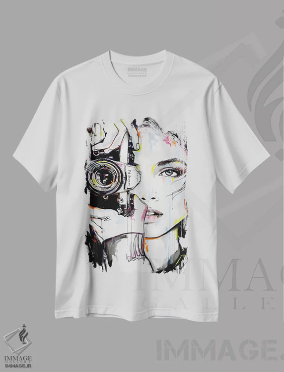 تیشرت سفید طرح دار نمای بزرگ تر، هنر فاخر معاصر اثر لوی جوور | immage.ir