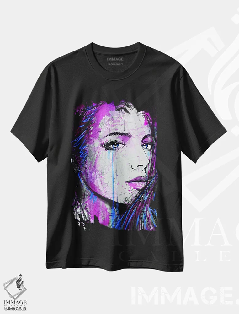 تیشرت مشکی طرح دار مرز دیگر، هنر فاخر معاصر اثر لوی جوور | immage.ir