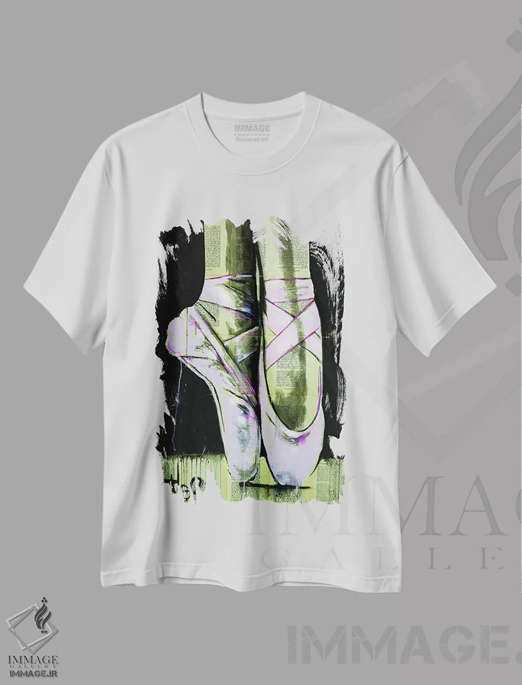 تیشرت سفید طرح دار کفش رقص، هنر فاخر معاصر اثر لوی جوور | immage.ir
