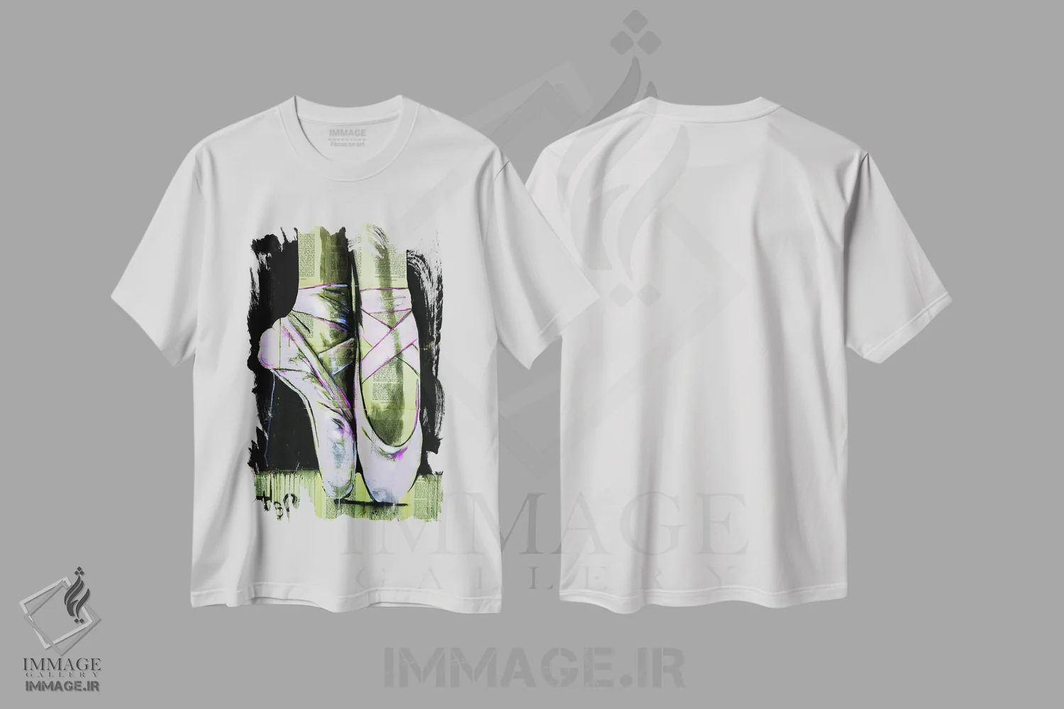 تیشرت سفید طرح دار کفش رقص، هنر فاخر معاصر اثر لوی جوور | immage.ir