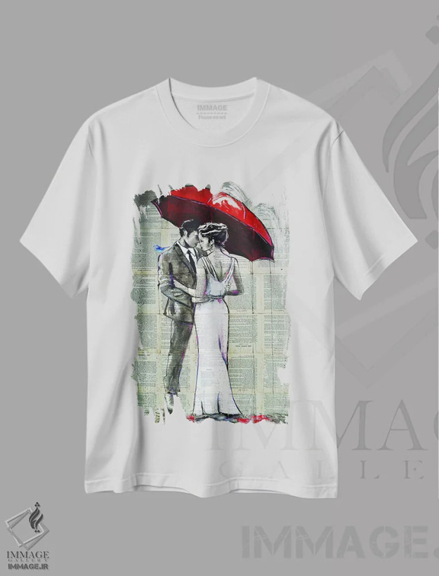 تیشرت سفید طرح دار ماه بارانی، هنر فاخر معاصر اثر لوی جوور | فروشگاه ایماژ