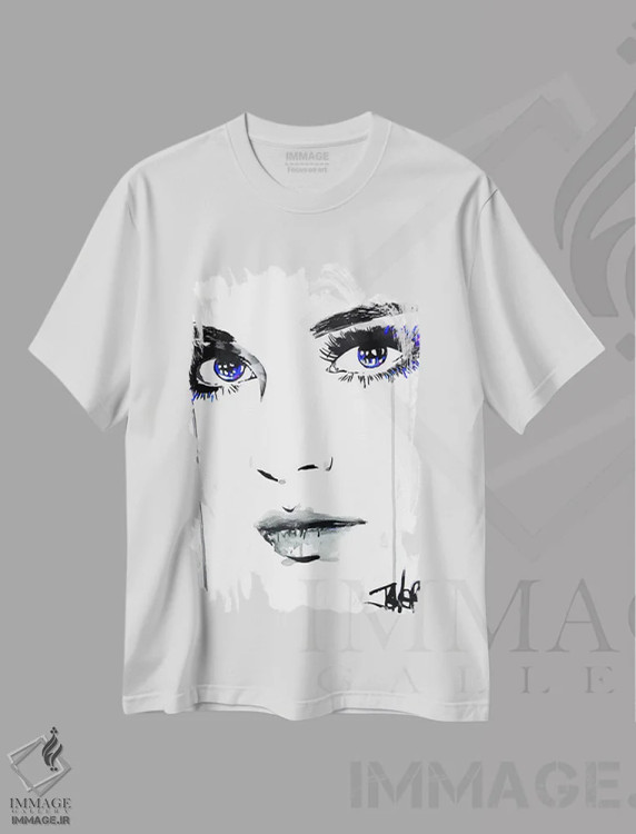 تیشرت سفید طرح دار سمت راست ۲، هنر فاخر معاصر اثر لوی جوور | immage.ir
