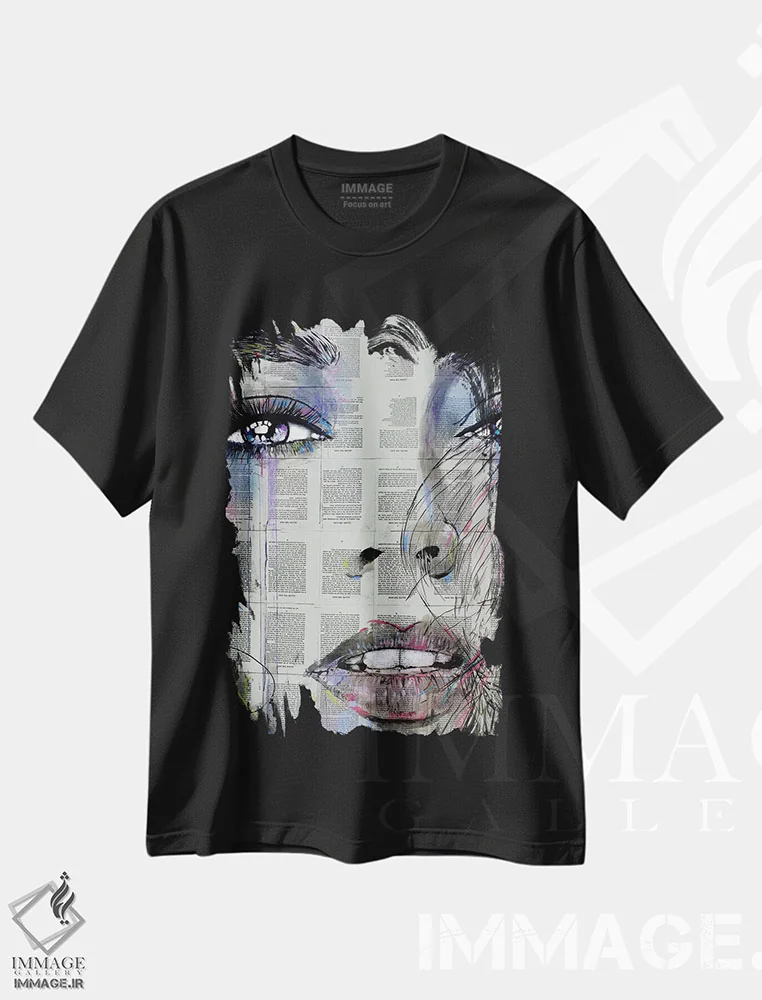 تیشرت مشکی طرح دار خون سیر/امیدوار، هنر فاخر معاصر اثر لوی جوور | immage.ir