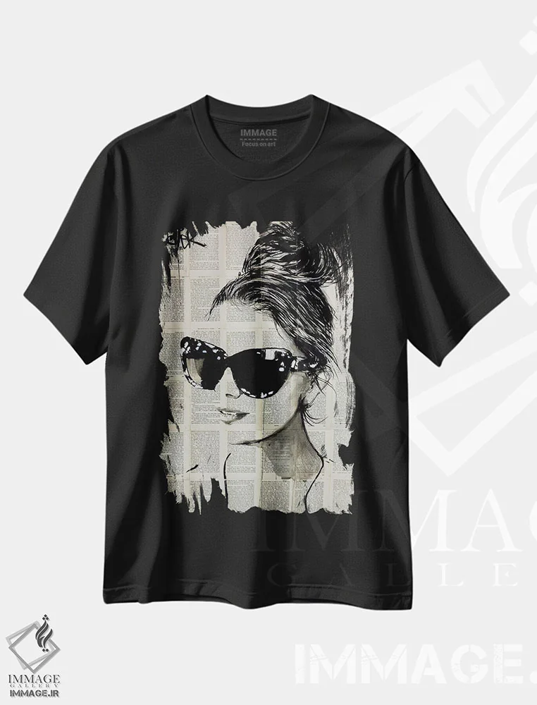 تیشرت مشکی طرح دار عینک آفتابی، هنر فاخر معاصر اثر لوی جوور | فروشگاه ایماژ