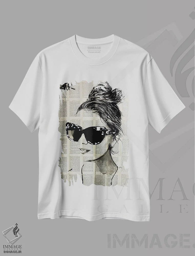 تیشرت سفید طرح دار عینک آفتابی، هنر فاخر معاصر اثر لوی جوور | immage.ir