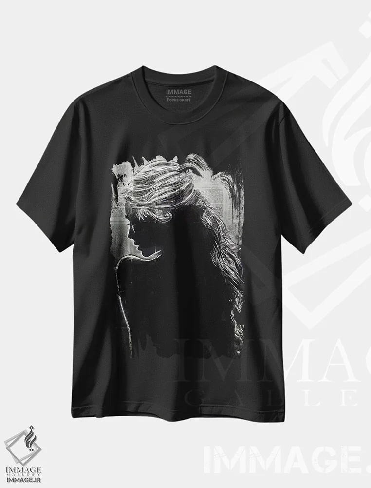 تیشرت مشکی طرح دار هماهنگ خجالتی، هنر تزئینی سیاه و سفید اثر لوی جوور | immage.ir
