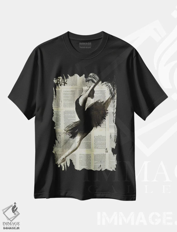 تیشرت مشکی طرح دار در پرواز، هنر فاخر معاصر اثر لوی جوور | فروشگاه ایماژ