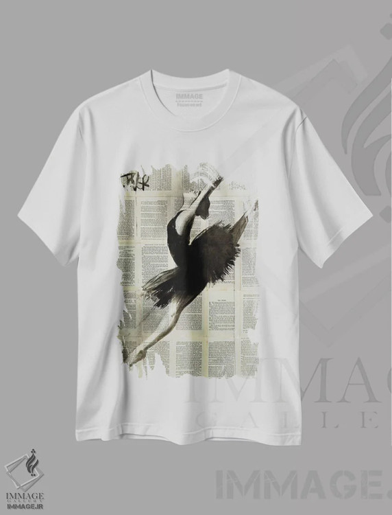 تیشرت سفید طرح دار در پرواز، هنر فاخر معاصر اثر لوی جوور | immage.ir