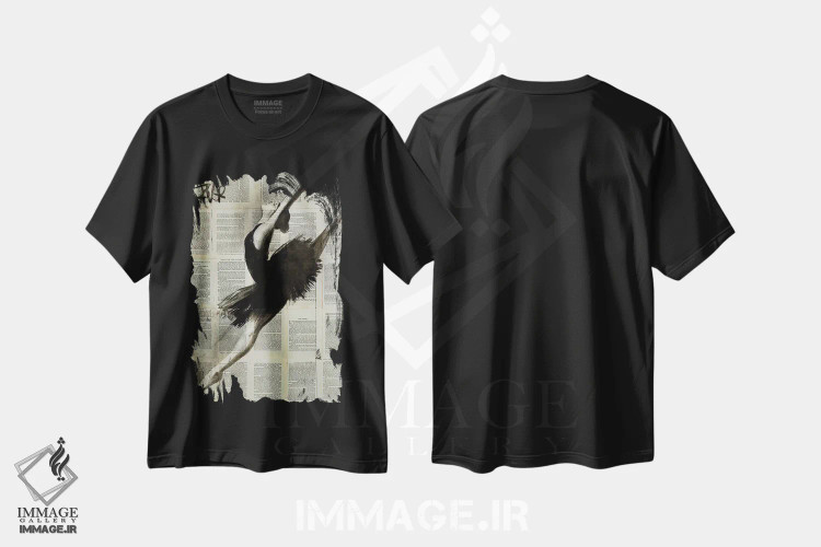 تیشرت مشکی طرح دار در پرواز، هنر فاخر معاصر اثر لوی جوور | فروشگاه ایماژ