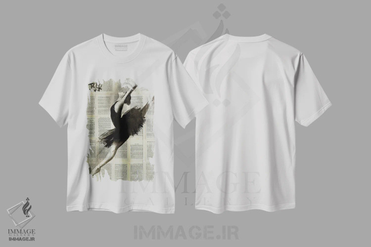 تیشرت سفید طرح دار در پرواز، هنر فاخر معاصر اثر لوی جوور | immage.ir