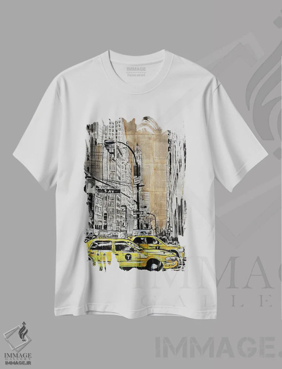 تیشرت سفید طرح دار خیابان پنجم، هنر فاخر معاصر اثر لوی جوور | فروشگاه ایماژ