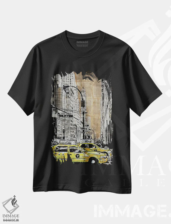 تیشرت مشکی طرح دار خیابان پنجم، هنر فاخر معاصر اثر لوی جوور | immage.ir