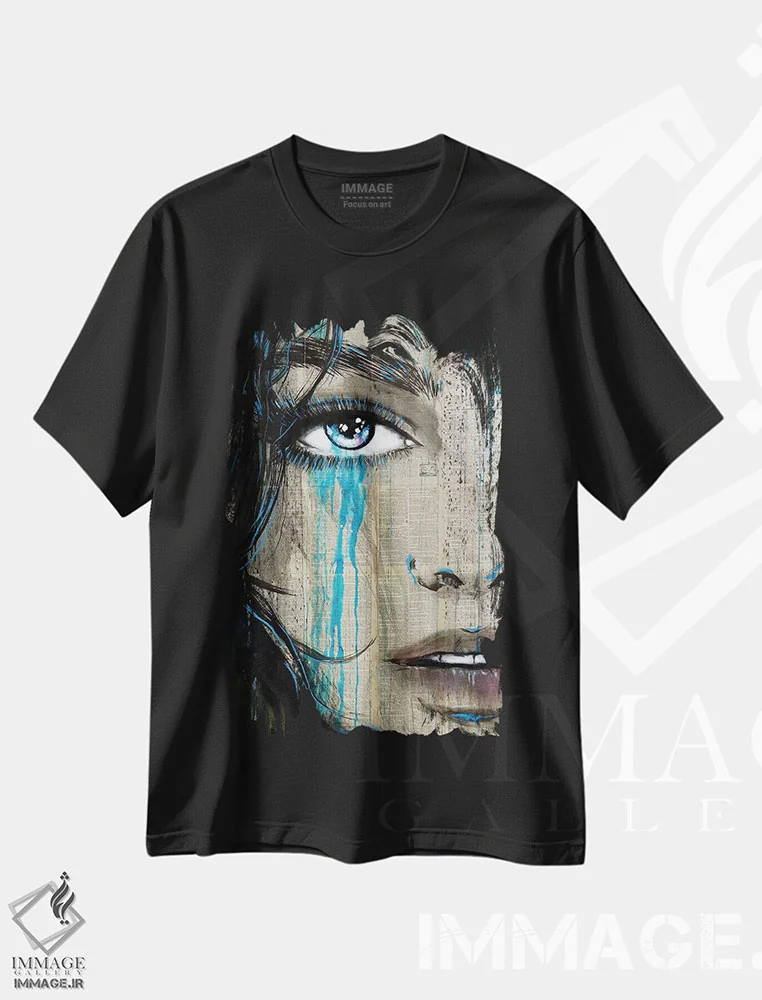 تیشرت مشکی طرح دار لبهٔ ظریف، هنر فاخر معاصر اثر لوی جوور | فروشگاه ایماژ