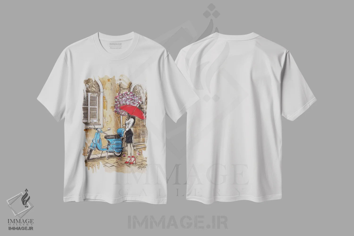 تیشرت سفید طرح دار موتور آبی کوچک، هنر فاخر معاصر اثر لوی جوور | immage.ir