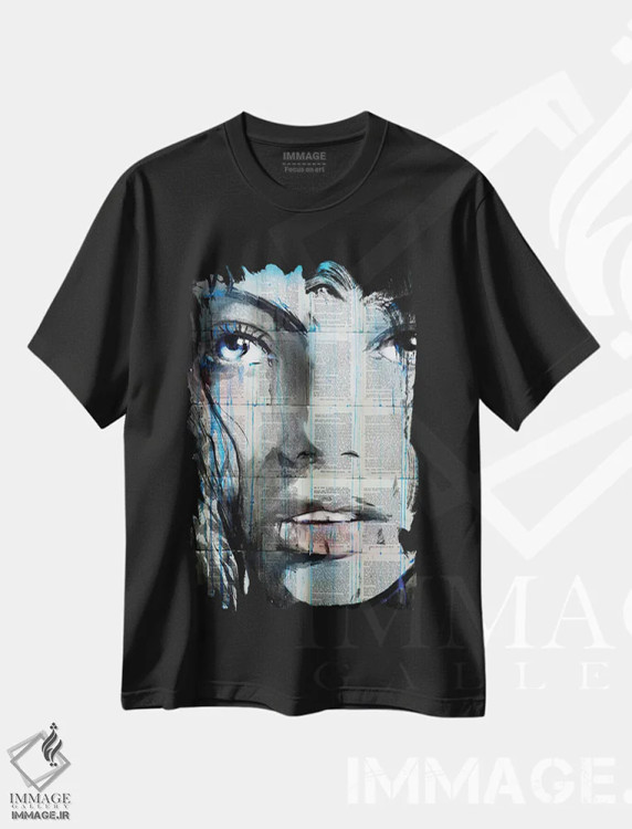 تیشرت مشکی طرح دار تاب آبی، هنر فاخر معاصر اثر لوی جوور | immage.ir