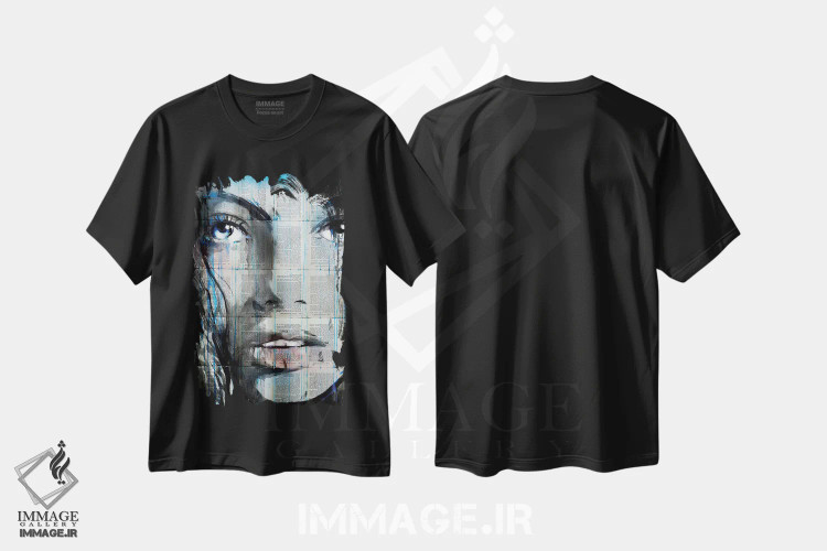 تیشرت مشکی طرح دار تاب آبی، هنر فاخر معاصر اثر لوی جوور | immage.ir