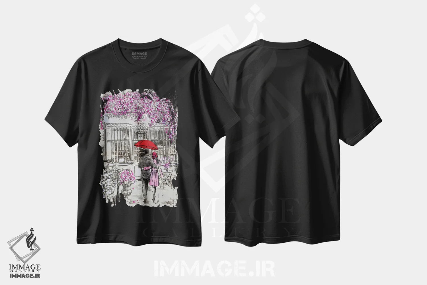 تیشرت مشکی طرح دار پیاده روی کوتاه تا کافه، هنر فاخر معاصر اثر لوی جوور | فروشگاه ایماژ