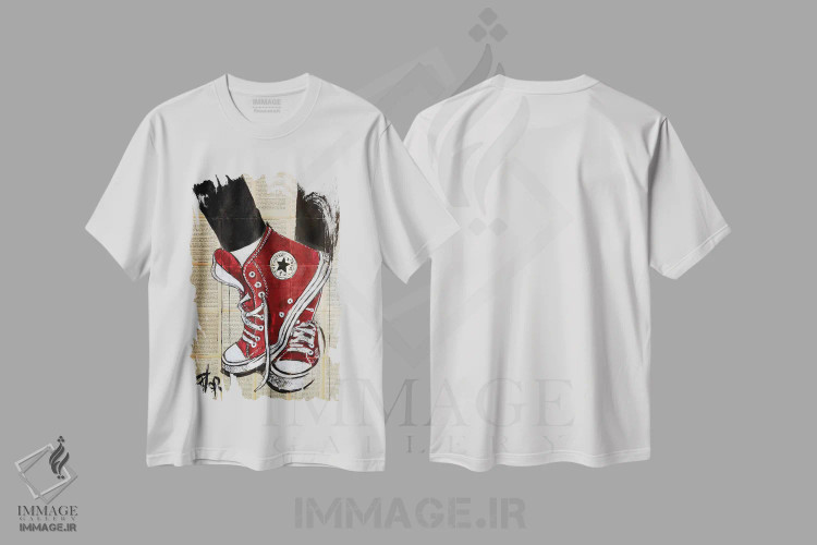 تیشرت سفید طرح دار قرمزهای بزرگ تر، هنر فاخر معاصر اثر لوی جوور | immage.ir