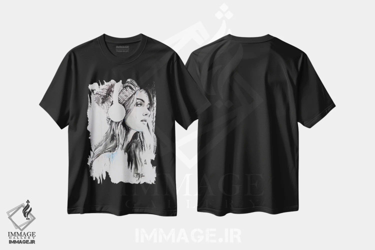 تیشرت مشکی طرح دار موسیقی اکنون، هنر فاخر معاصر اثر لوی جوور | immage.ir