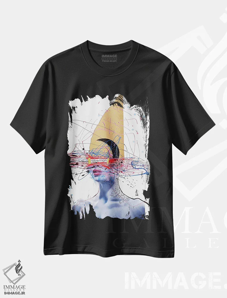 تیشرت مشکی طرح دار شورش، هنر فاخر معاصر اثر لوی جوور | فروشگاه ایماژ
