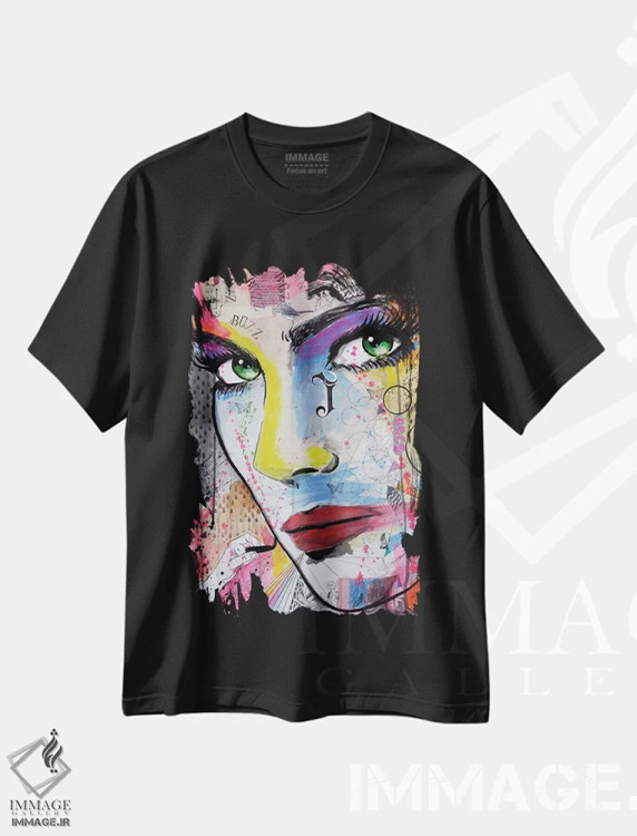 تیشرت مشکی طرح دار وزوز/هیجان، هنر فاخر معاصر اثر لوی جوور | فروشگاه ایماژ