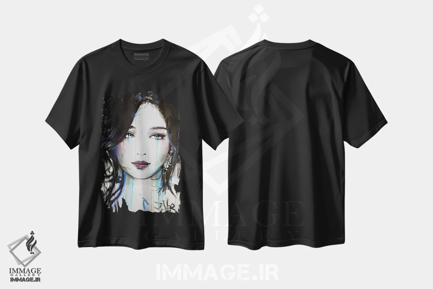 تیشرت مشکی طرح دار آسیا، دکور آسیایی اثر لوی جوور | فروشگاه ایماژ