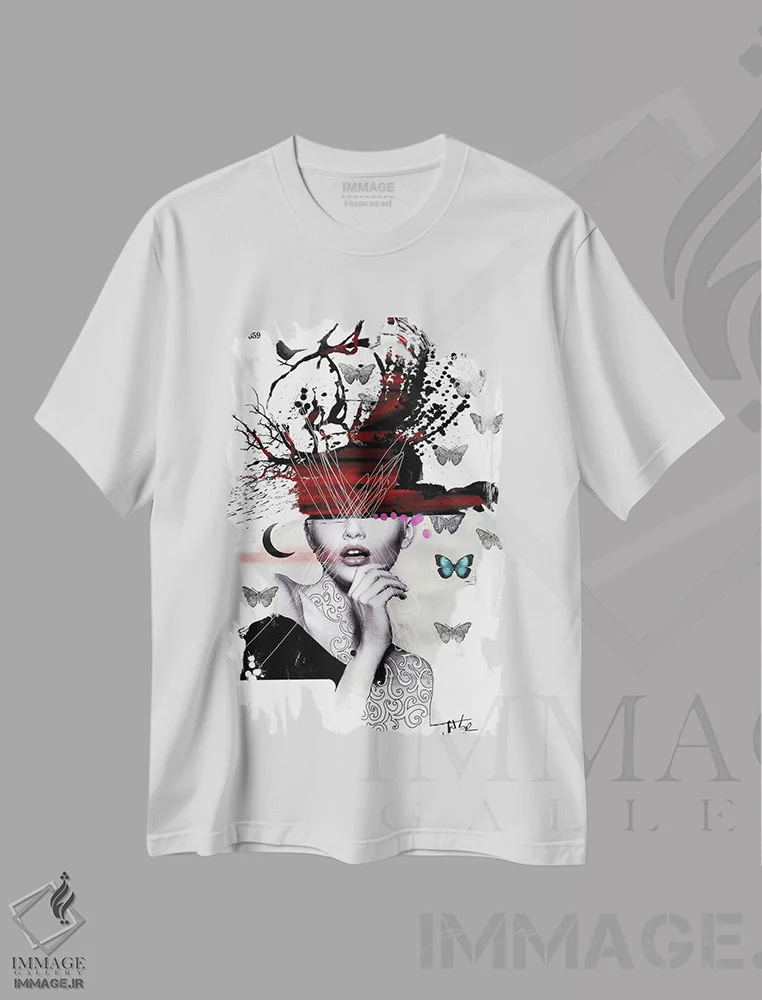 تیشرت سفید طرح دار ۳۵۹، دکوراسیون جایگزین اثر لوی جوور | فروشگاه ایماژ