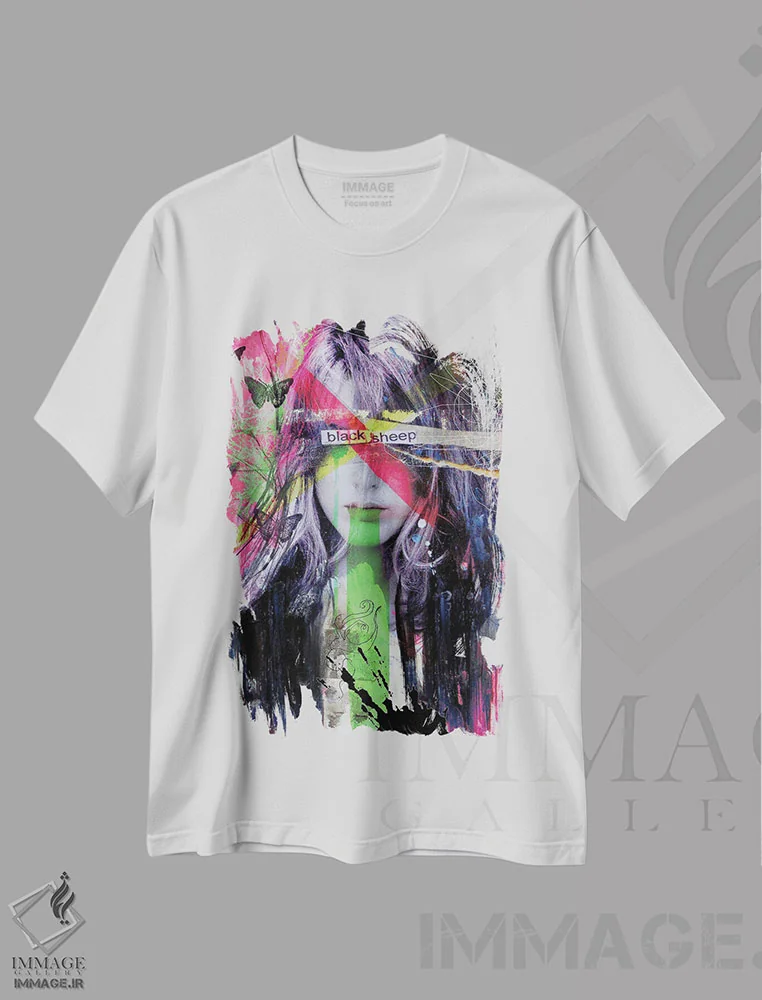 تیشرت سفید طرح دار گوسفند سیاه، هنر فاخر معاصر اثر لوی جوور | immage.ir