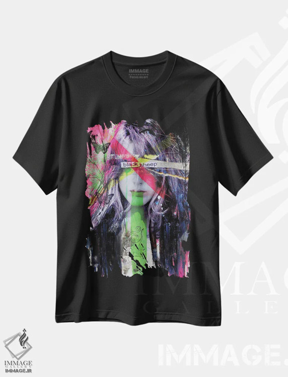 تیشرت مشکی طرح دار گوسفند سیاه، هنر فاخر معاصر اثر لوی جوور | فروشگاه ایماژ