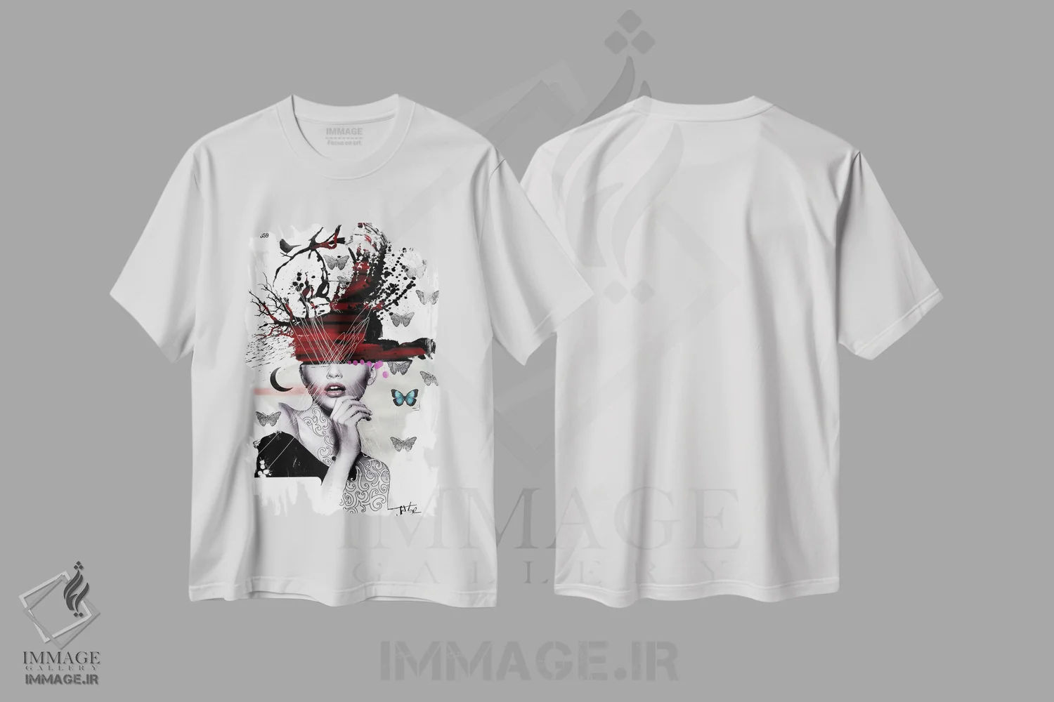 تیشرت سفید طرح دار ۳۵۹، دکوراسیون جایگزین اثر لوی جوور | فروشگاه ایماژ
