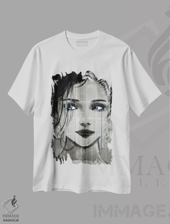 تیشرت سفید طرح دار حوضچه های آبی، هنر فاخر معاصر اثر لوی جوور | immage.ir