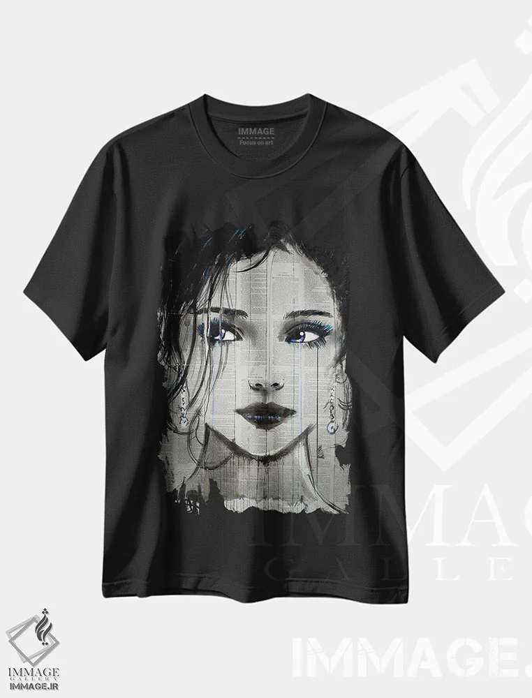 تیشرت مشکی طرح دار حوضچه های آبی، هنر فاخر معاصر اثر لوی جوور | فروشگاه ایماژ