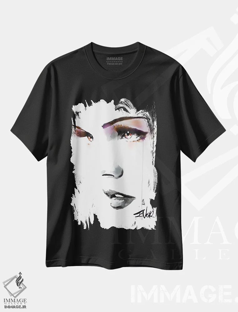 تیشرت مشکی طرح دار انرژی قهوه ای، هنر فاخر معاصر اثر لوی جوور | فروشگاه ایماژ