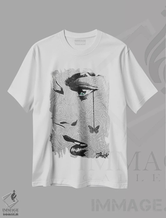 تیشرت سفید طرح دار وضعیت های دگرگون شده، دکوراسیون جایگزین اثر لوی جوور | immage.ir