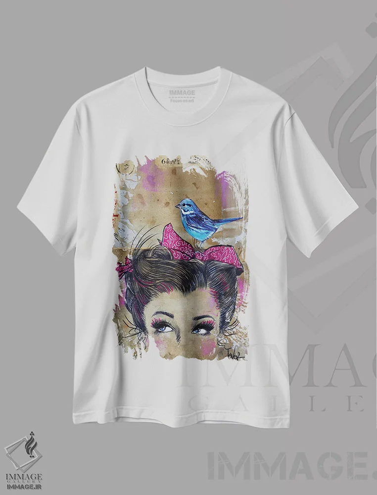 تیشرت سفید طرح دار دیدار در آنجا، هنر فاخر معاصر اثر لوی جوور | فروشگاه ایماژ