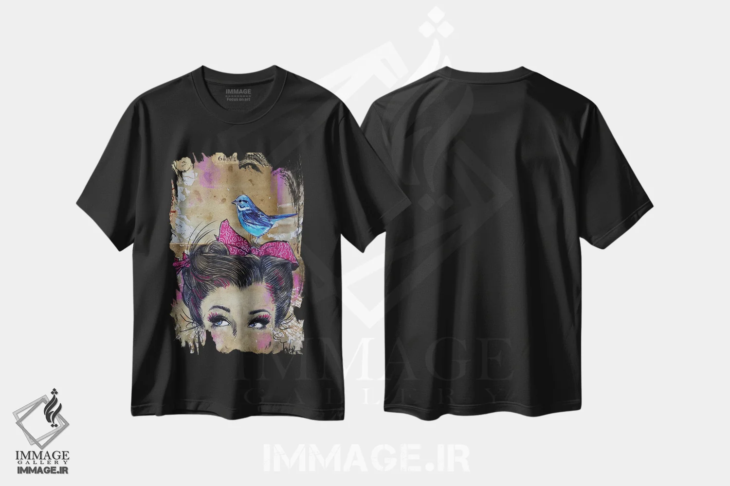 تیشرت مشکی طرح دار دیدار در آنجا، هنر فاخر معاصر اثر لوی جوور | immage.ir