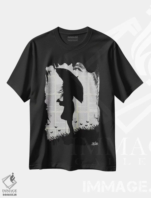 تیشرت مشکی طرح دار افق، هنر فاخر معاصر اثر لوی جوور | فروشگاه ایماژ